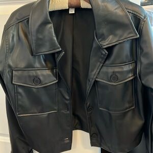 Faux leather shacket